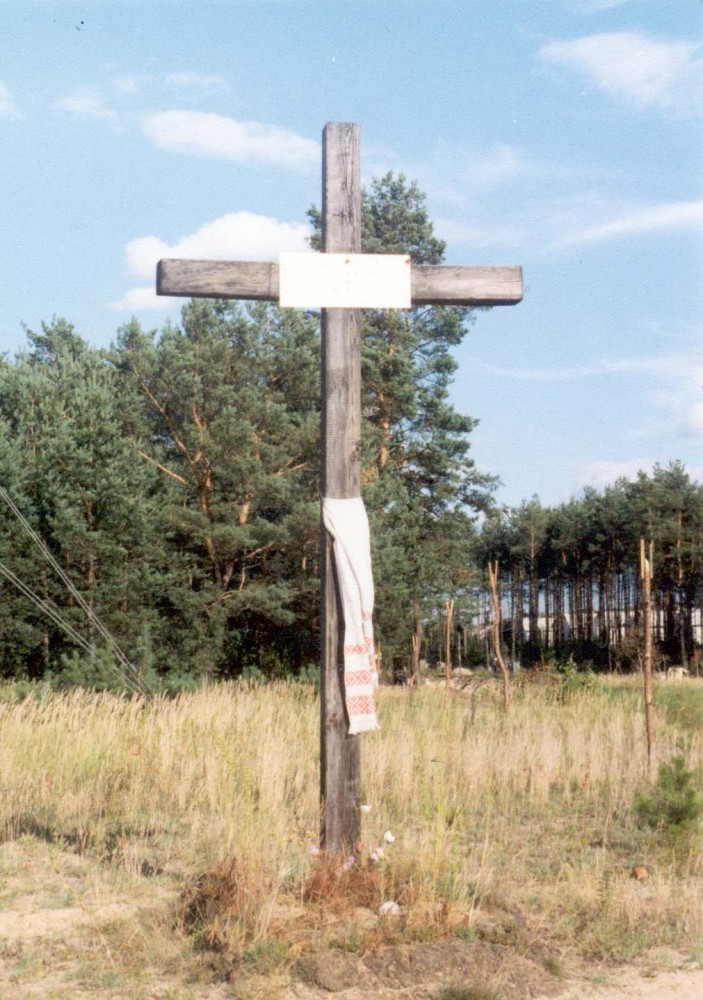 Номер фотографии 1 : Памятный крест на месте массовых расстрелов 1919 - 1940 гг. : 9-й км Черниговского шоссе : фотограф Н. Дейнега, В. Вергей